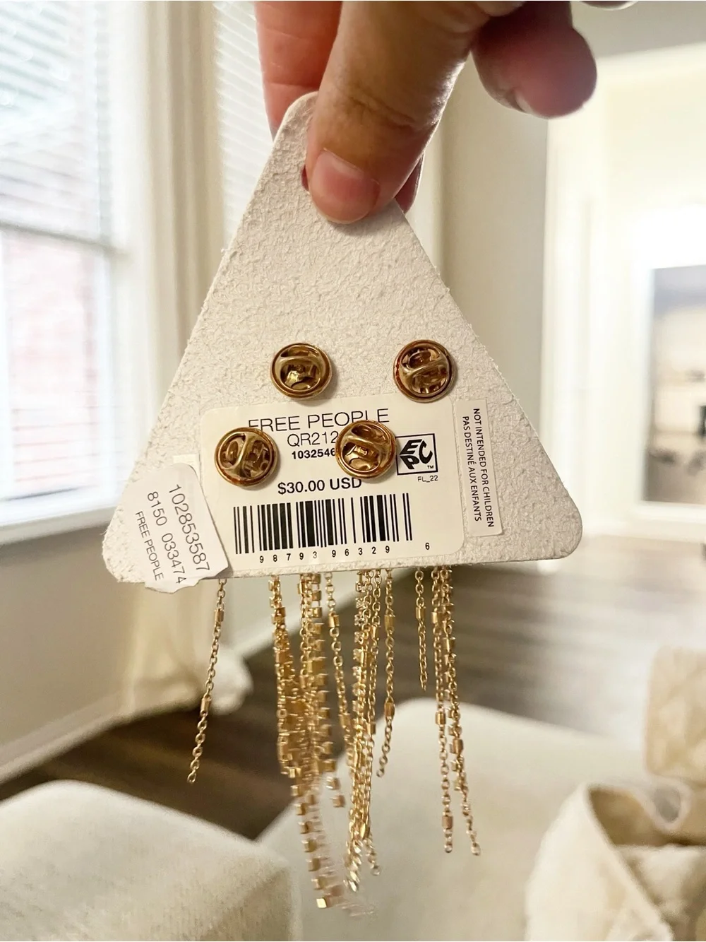 Free People Brandy Fringe Pin Set NWT Gold - Picture 5 of 5